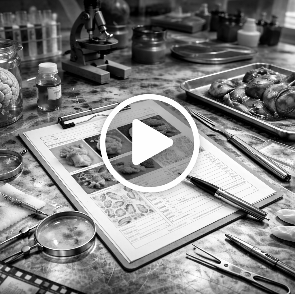 Não consigo extrair informações de documentos em vídeos. Por favor, envie uma imagem estática do documento de autópsia para que eu possa ajudar na análise.